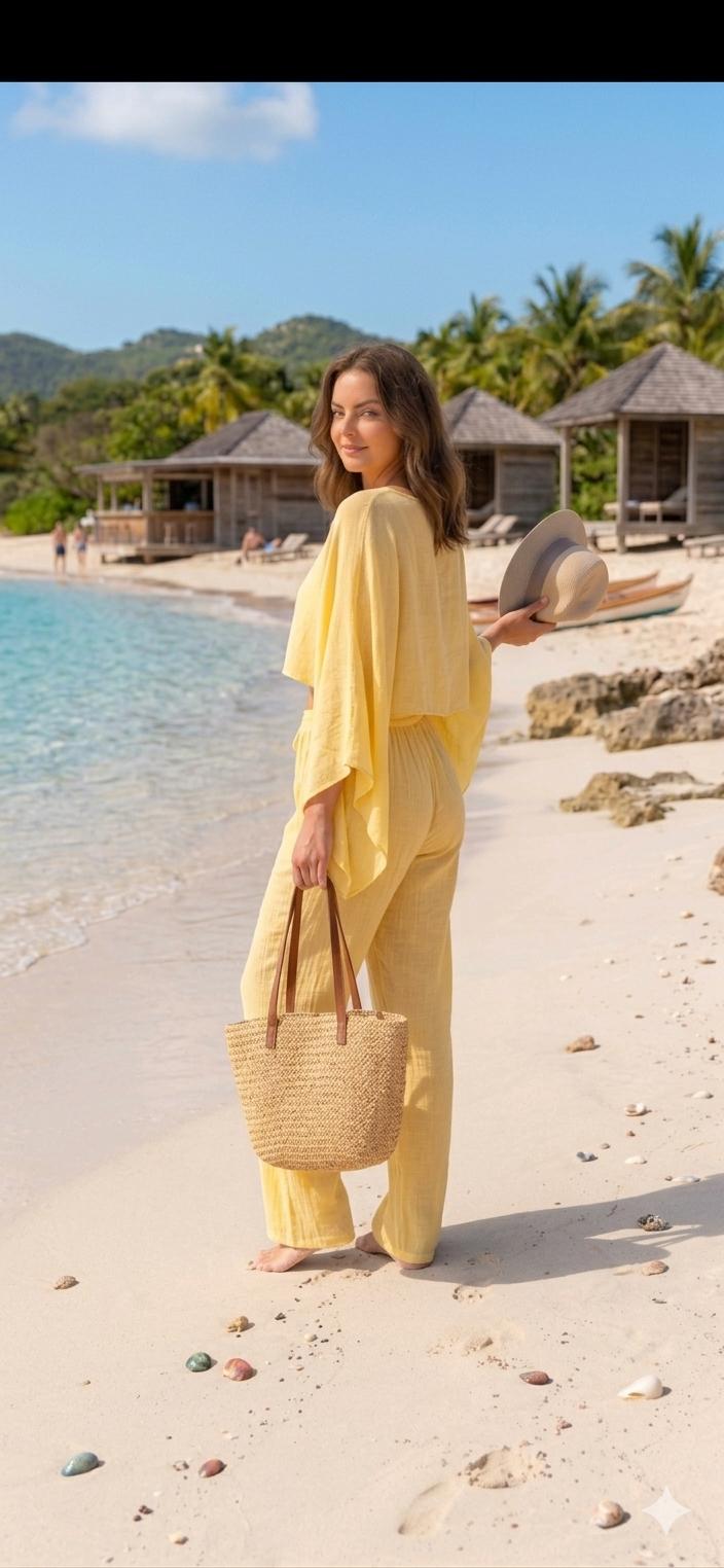 Beachte Bikini Üstü Alt Üst Takım – Şifon Tül | Sarı