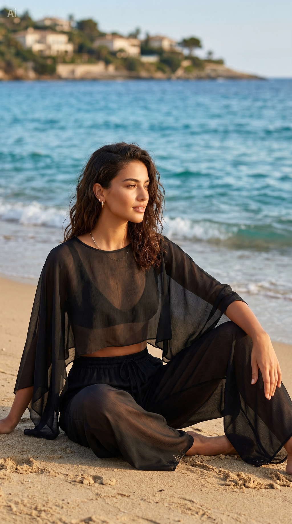 Beachte Bikini Üstü Alt Üst Takım – Şifon Tül | Siyah