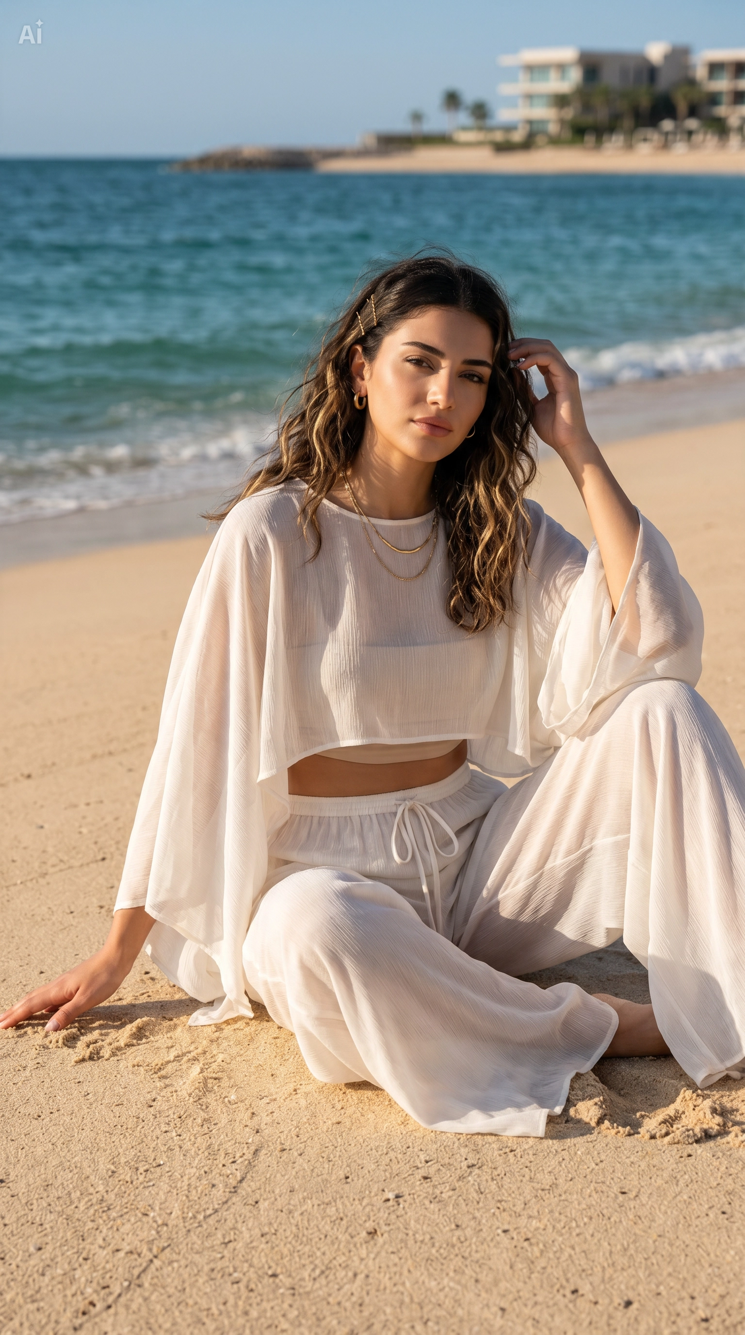 Beachte Bikini Üstü Alt Üst Takım – Şifon Tül | Beyaz